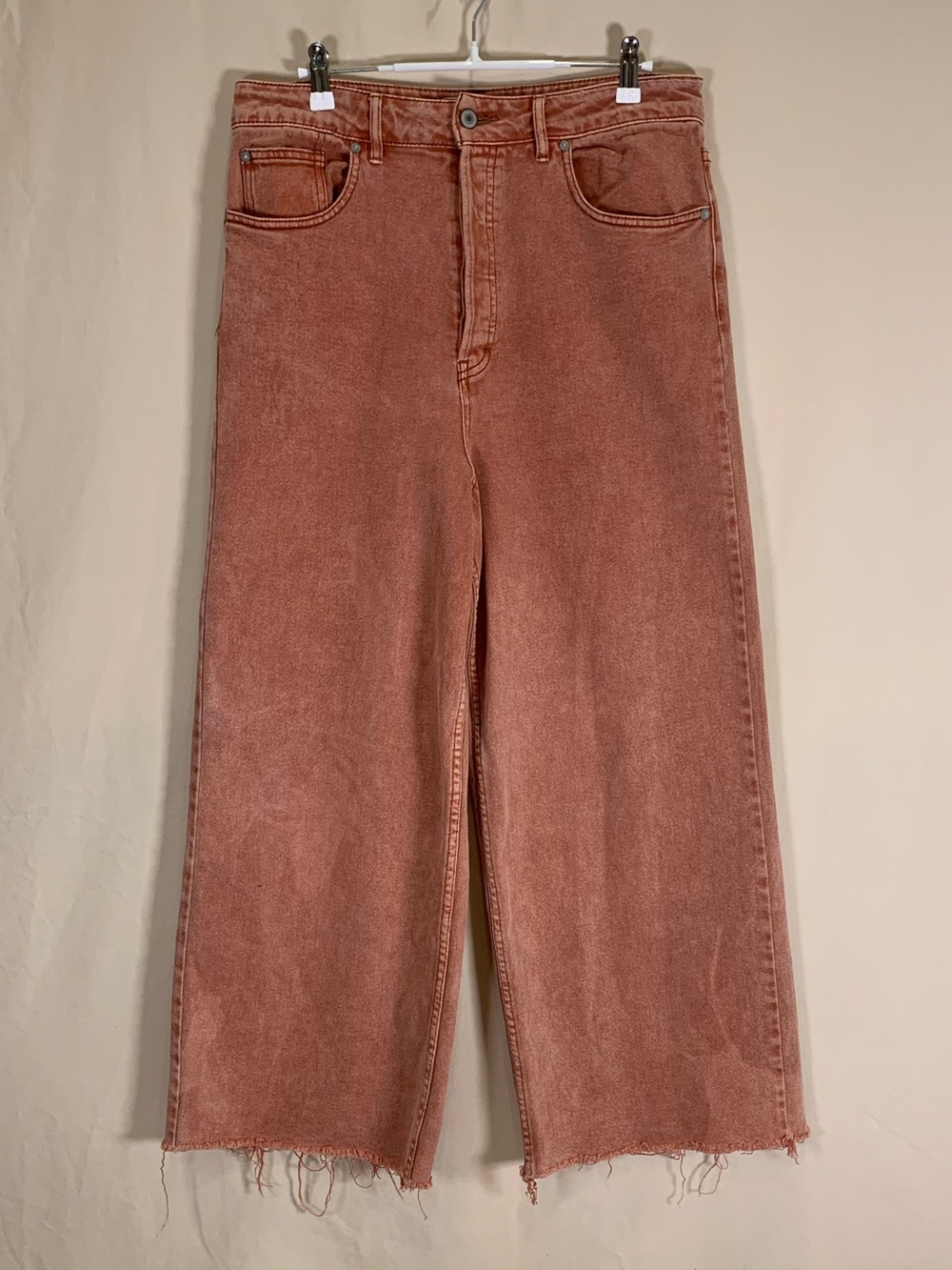Free People We The Free Wide Leg Raw Hem Jeans Rust Size 31